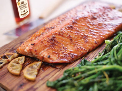 BOURBON BARREL AGED MAPLE GLAZED SALMON