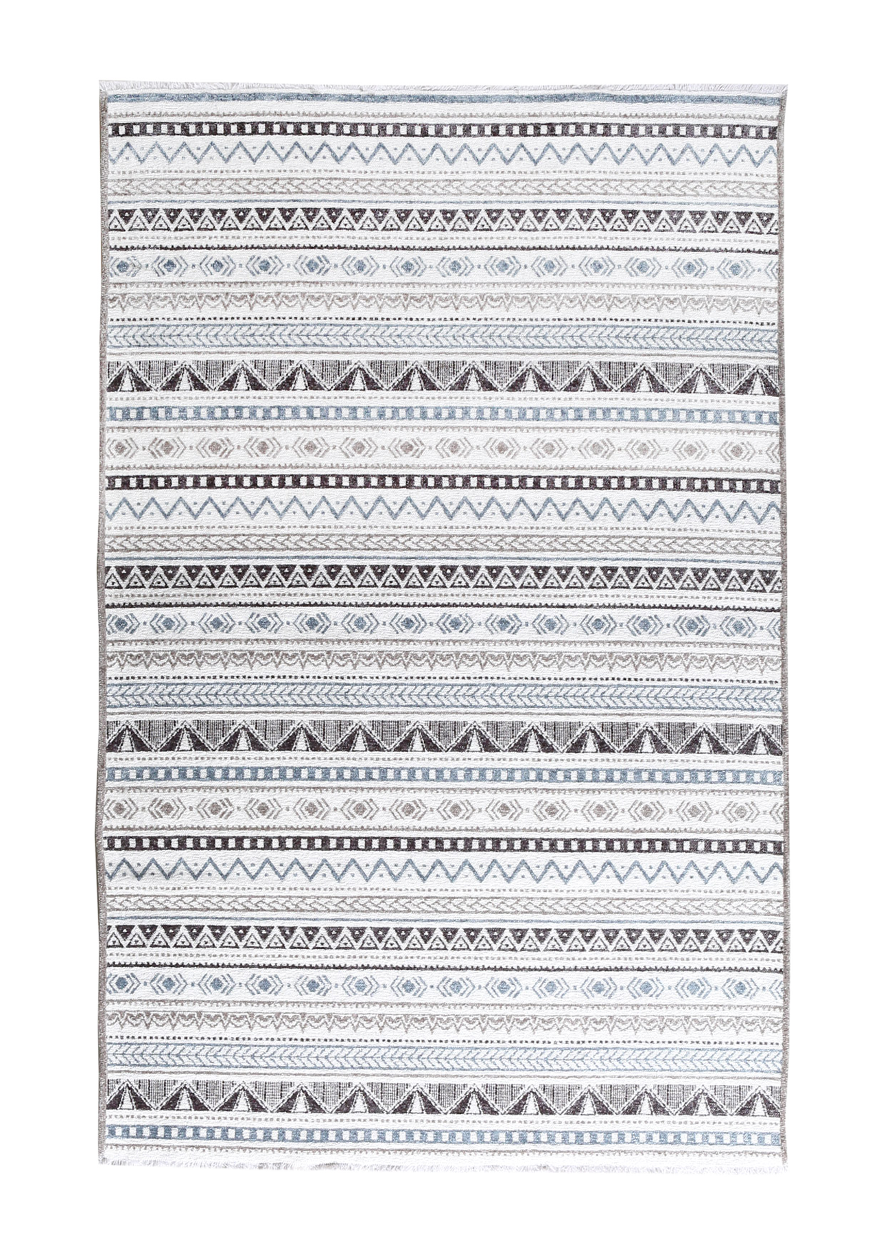 Washable Scandinavian Patterned Rug in Blue and Grey Color