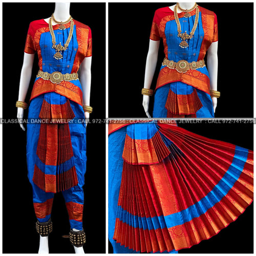 Royal Blue And Pink Classical Dance Bharatanatyam Dress – Sulbha Fashions