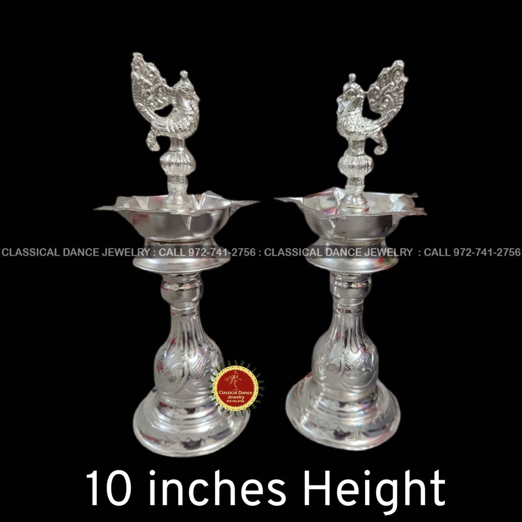 10 inch Designer German Silver PUJA Deepam Set | Return gifts Navaratr ...
