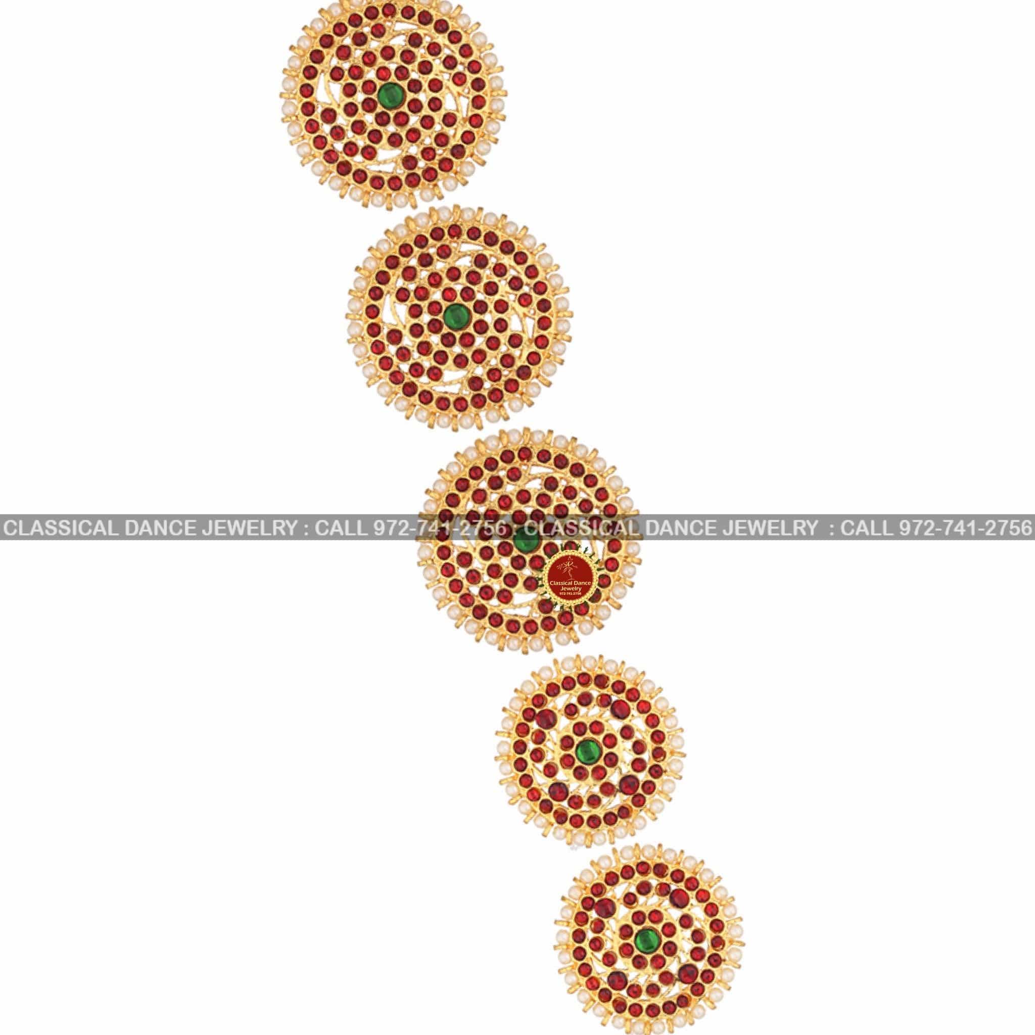 Kempu Round Pearl Design Bridal Jada Billalu | Half Saree Indian Jewel –  Classical Dance Jewelry