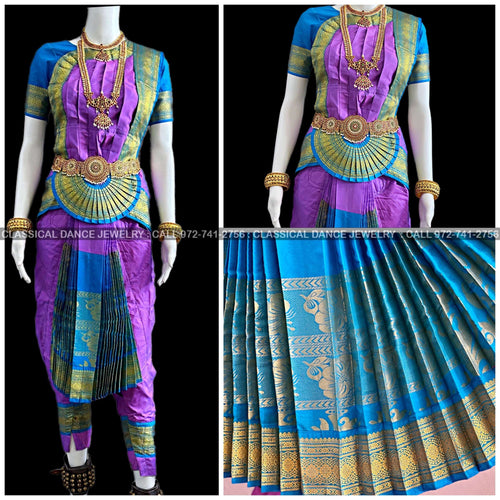 Bharatanatyam Costume Fully Stitched | Royal Blue and Dark Blue Brocade. -  SHRI KALAIVANI