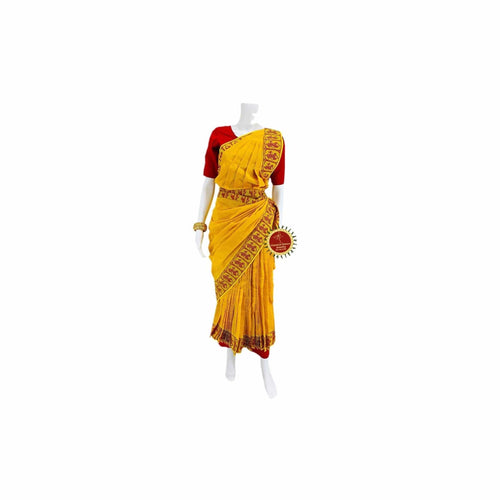 Dreams@Bharatanatyam Classical dance Half Saree Red With Green Colored Saree  for Women : Amazon.in: Fashion