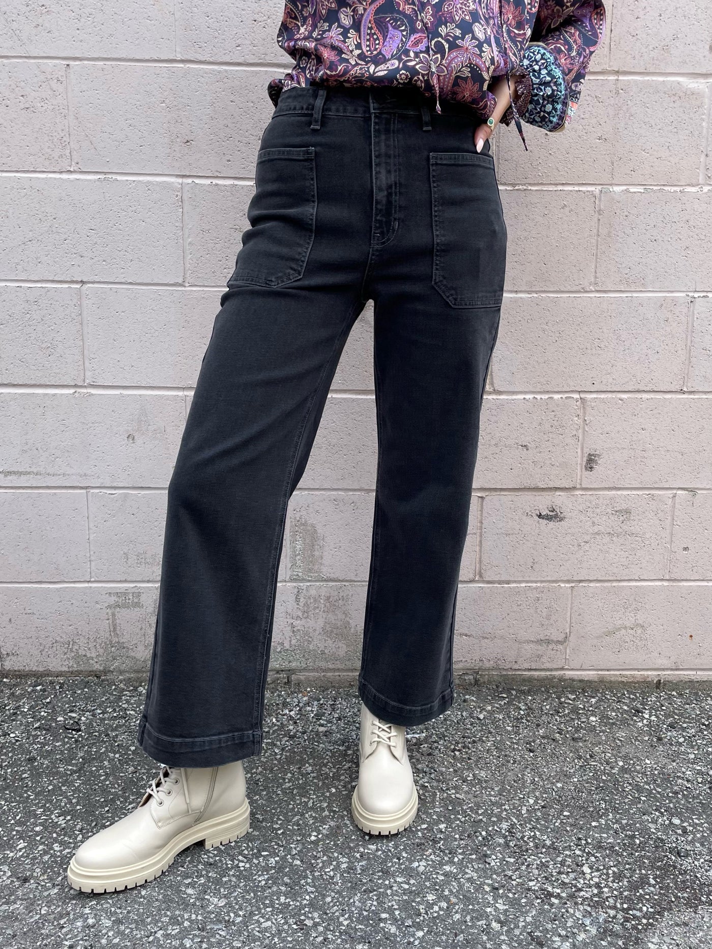 Just Black Denim Utility Wide Leg Jeans - Washed Black – Shop The Pink Door
