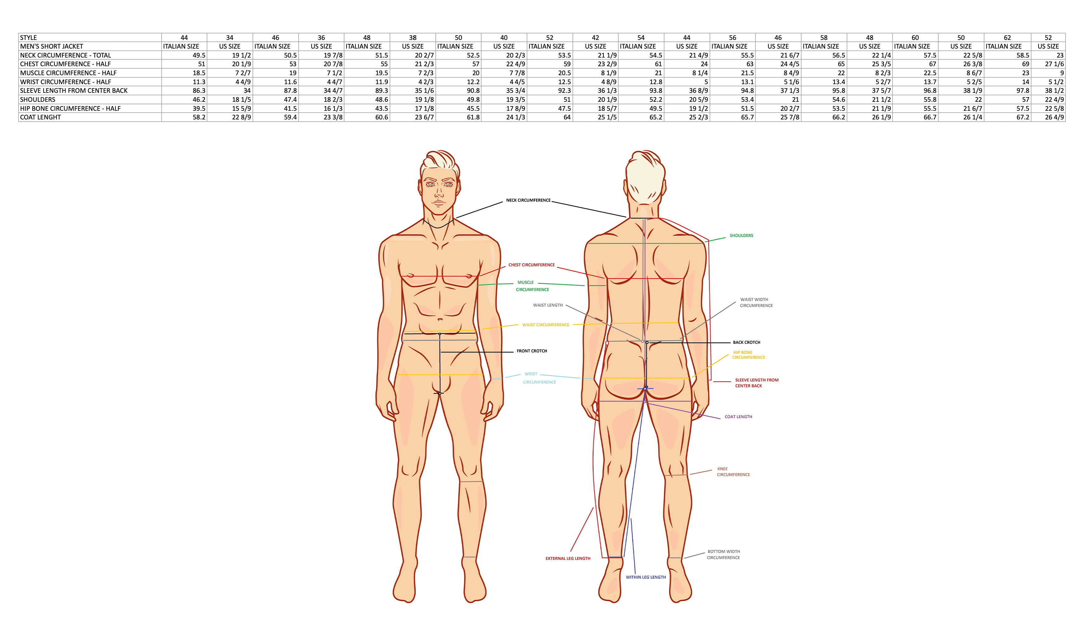 product sizing chart