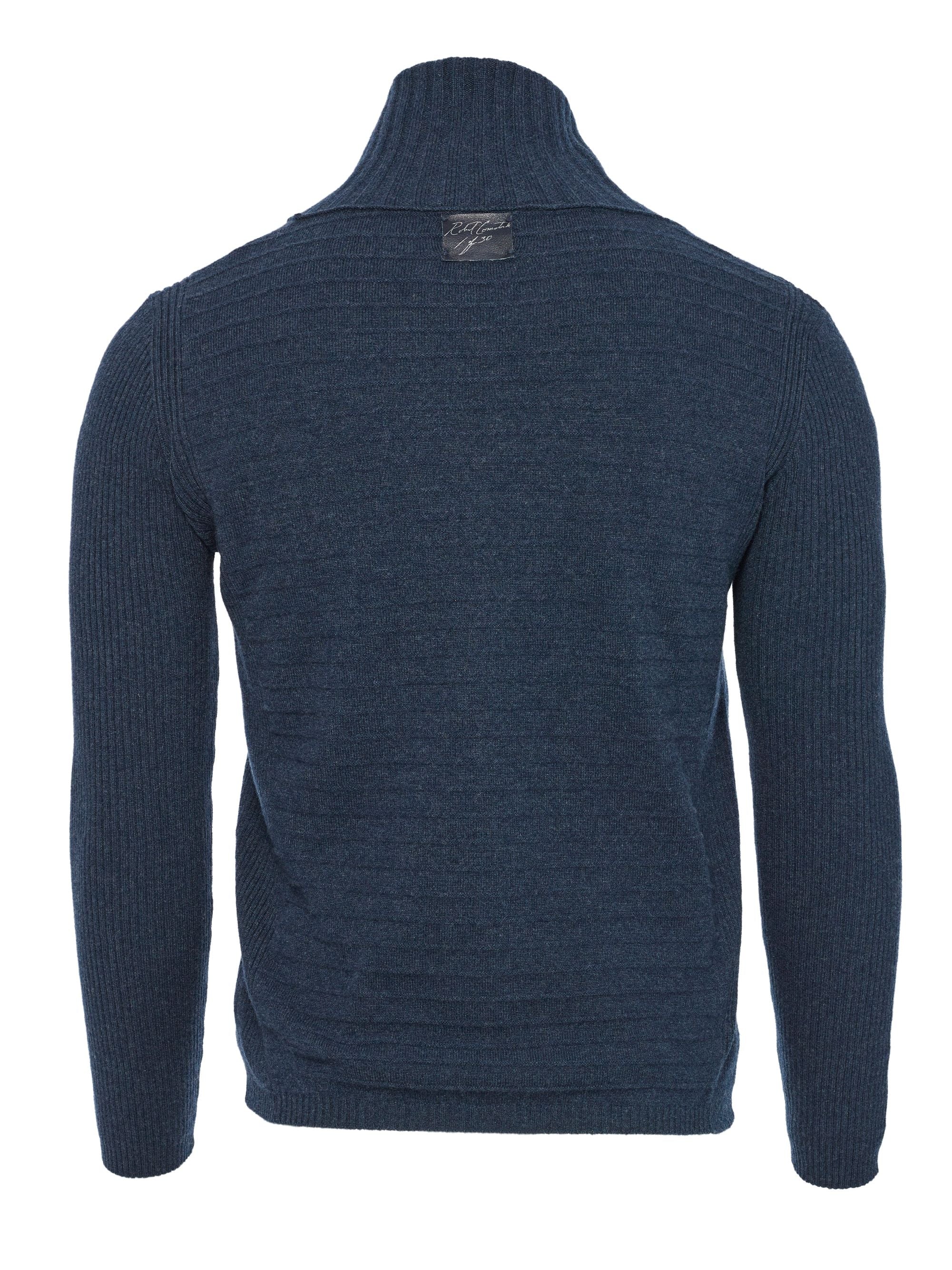 Back view twelve-gauge cashmere 3-pattern sweater