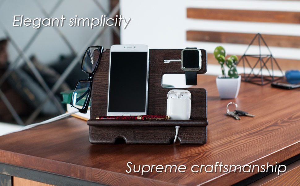 Buy Wood Desk Organizer Phone Stand Walnut Men's Gift Compatible with Any  Phone Online - MyFancyCraft