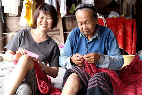 Open Weave Cotton Scarf - Blue, Thailand