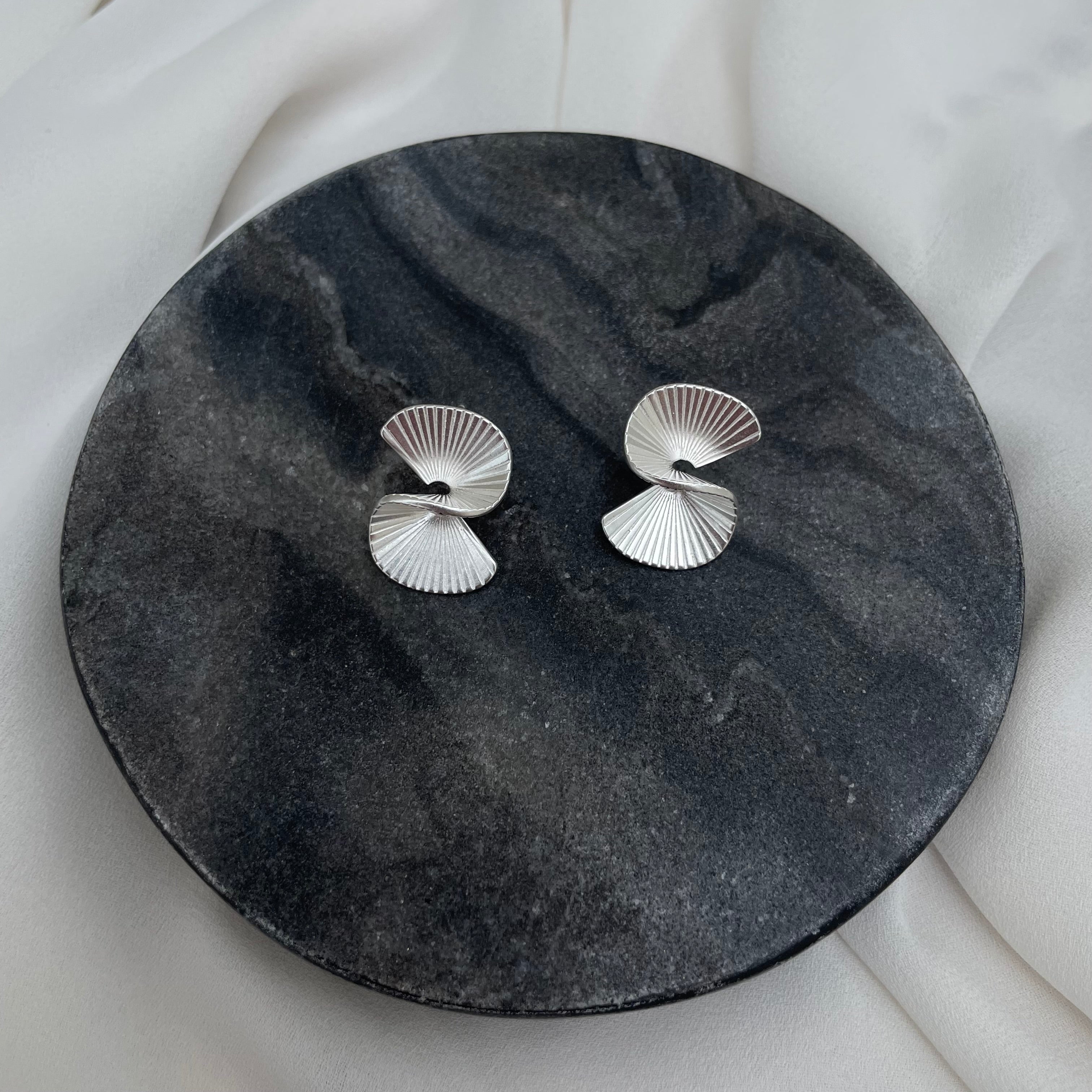 Silver Fan Studs