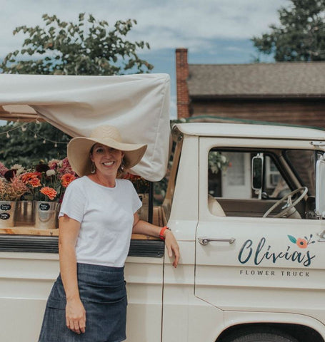 Jenelle pictured with Olivia's Flower Truck