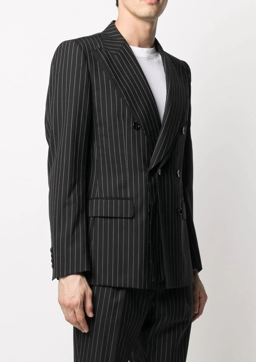 Double Breasted Black and White Stripes Suit – Tumuh