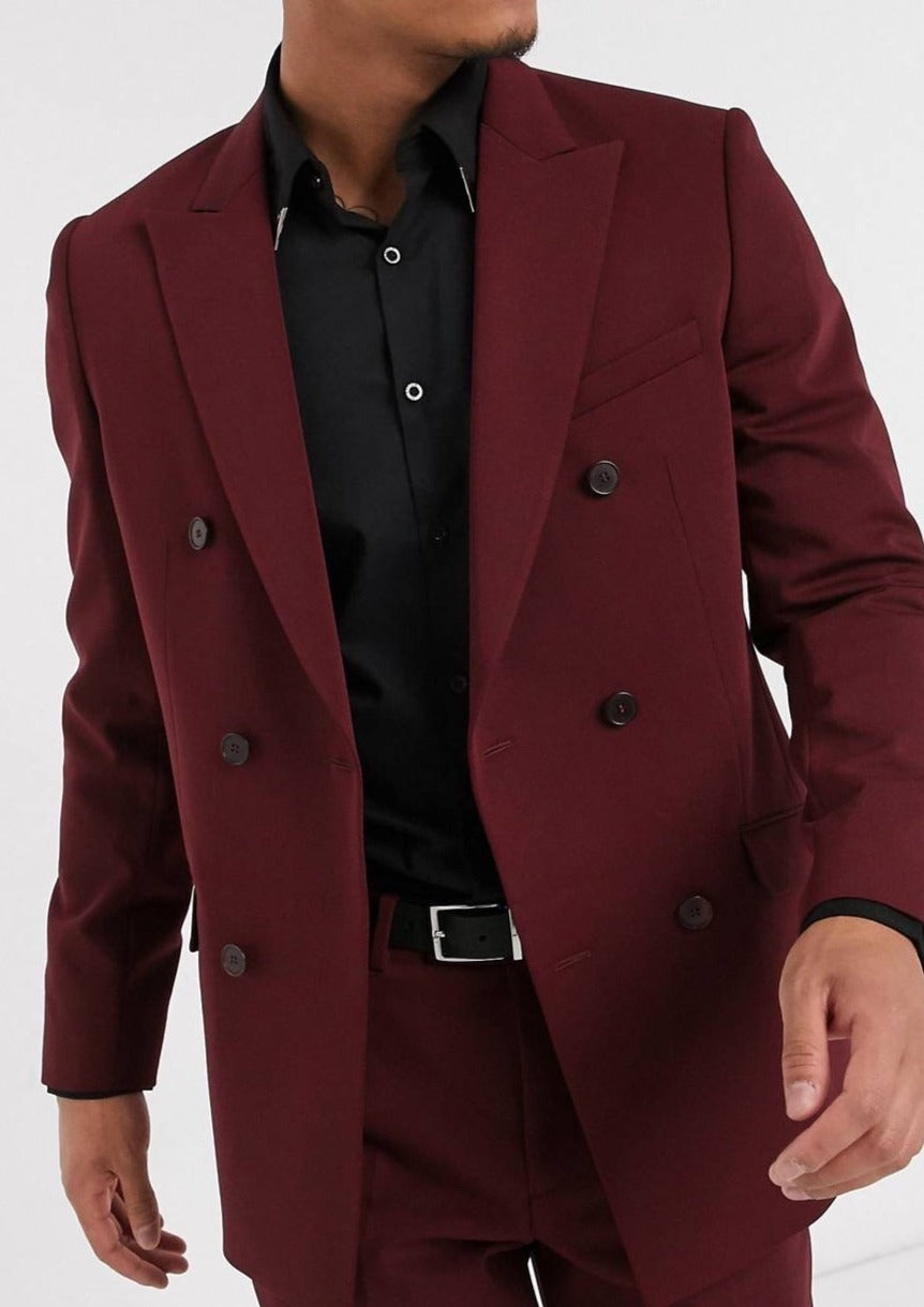 Burgundy Double Breasted Suit – Tumuh