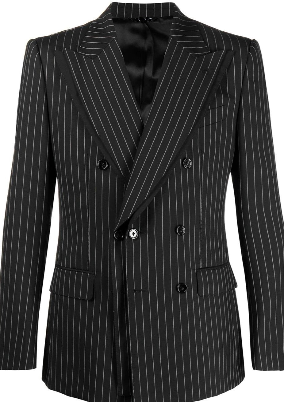 Double Breasted Black and White Stripes Suit – Tumuh