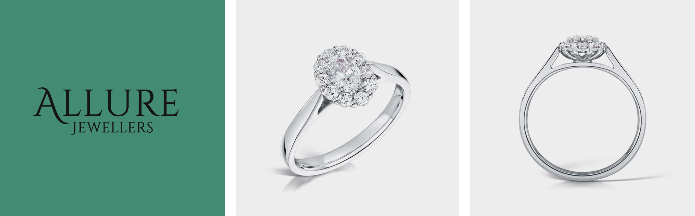 Halo diamond engagement rings at Allure Jewellers