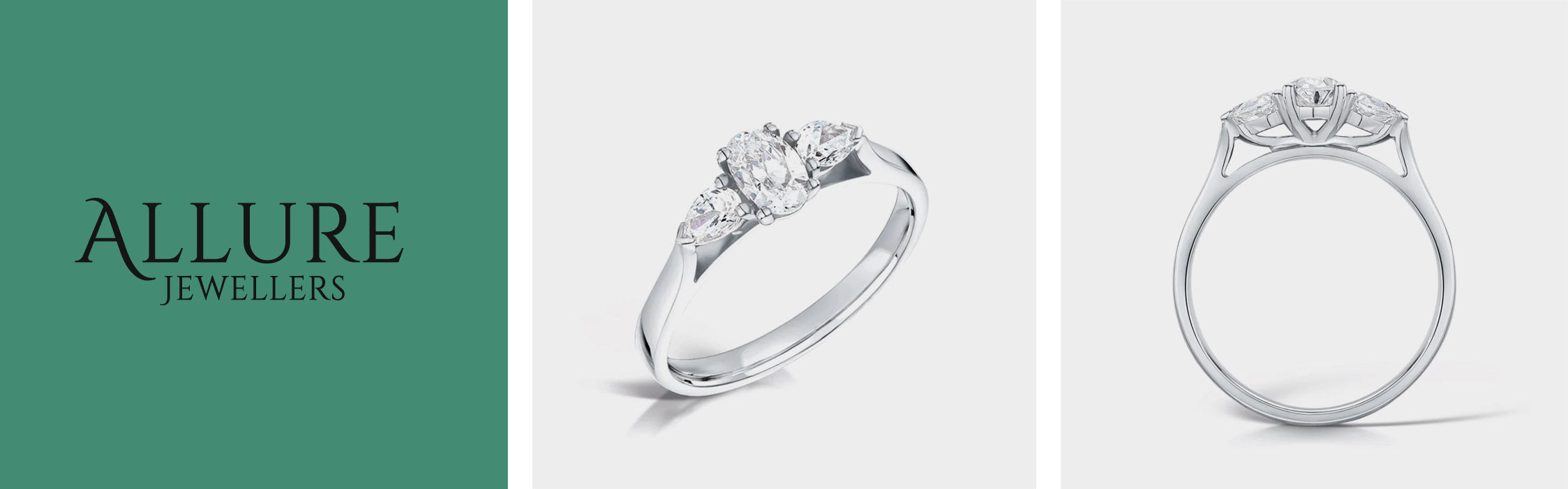 Three stone oval diamond engagement rings at Allure Jewellers 