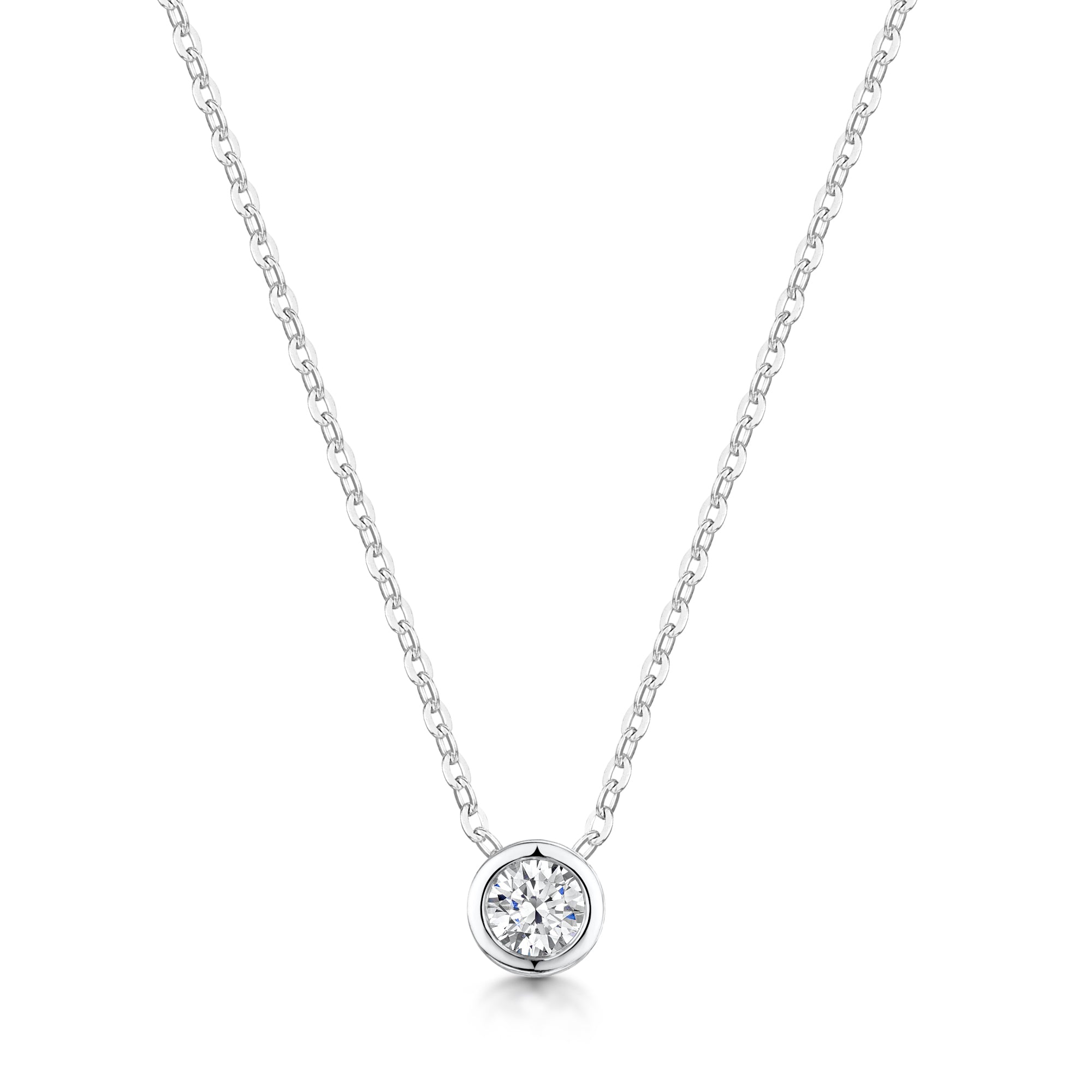 Round Brilliant Rubover Set Diamond Pendant High Set – Allure Jewellers