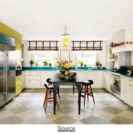 Checkerboard kitchen floor