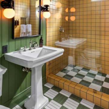 Green Checkerboard Bathroom