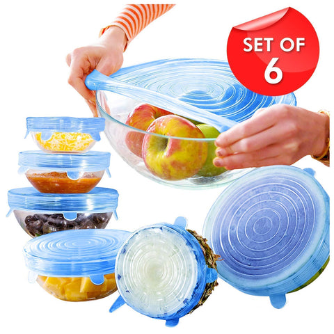12 Tapas De Silicona Ajustables Para Todo Elasticas Alimentos Frutas Comida  Set