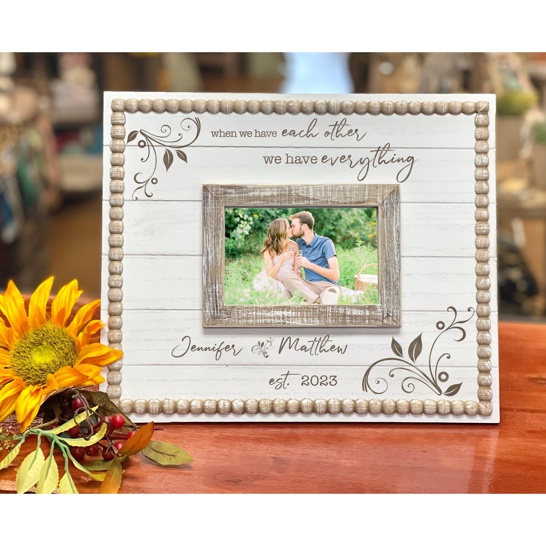 Personalised Engagement Photo Frame | Engraved | 7x5 or 6x4 Picture Frame |  Ideal Gift For the Engaged Couple| And So The Adventure Begins