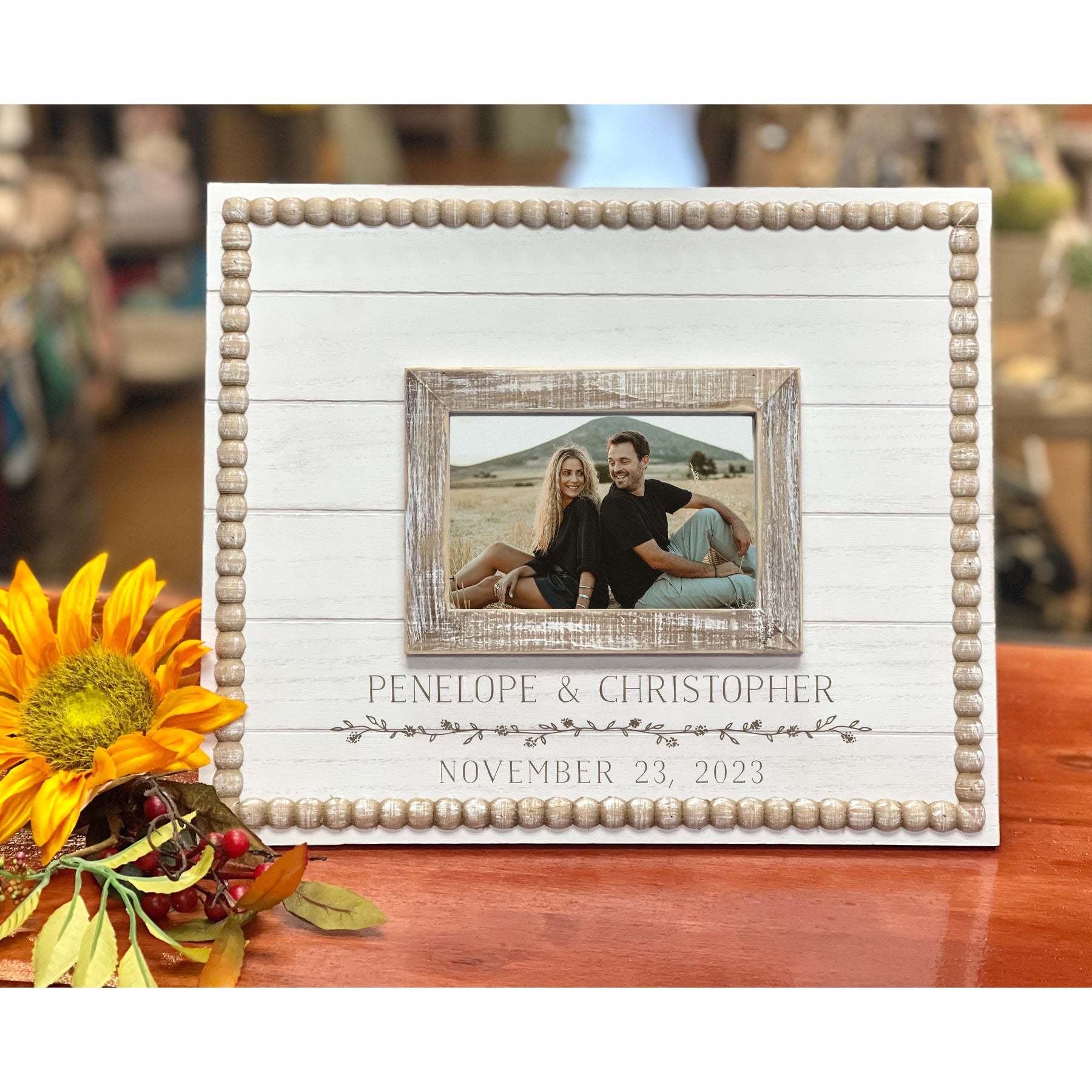 Personalised Love Story 4x6 Wooden Photo Frame