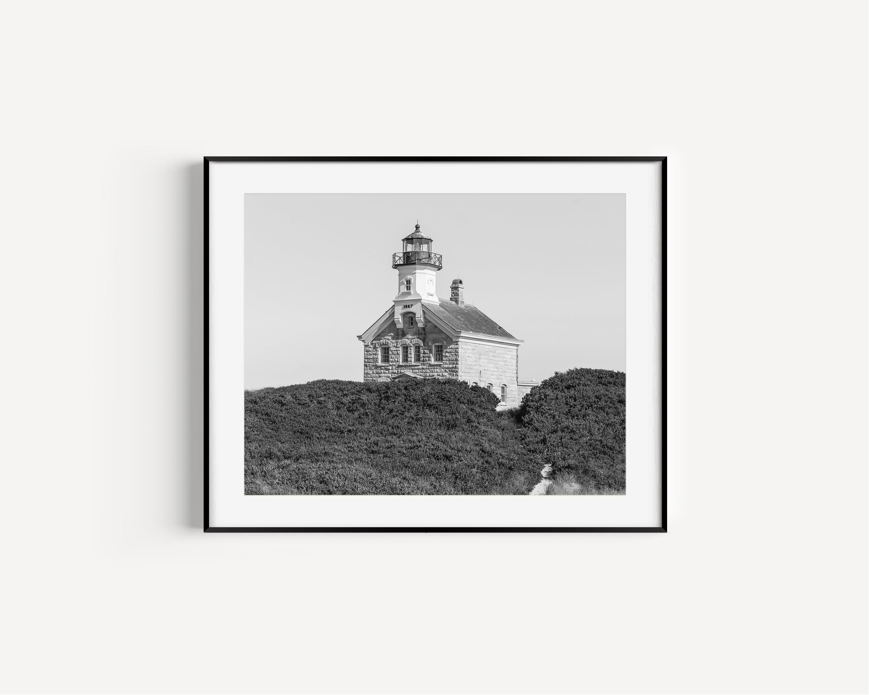 Black and White Block Island Lighthouse Print