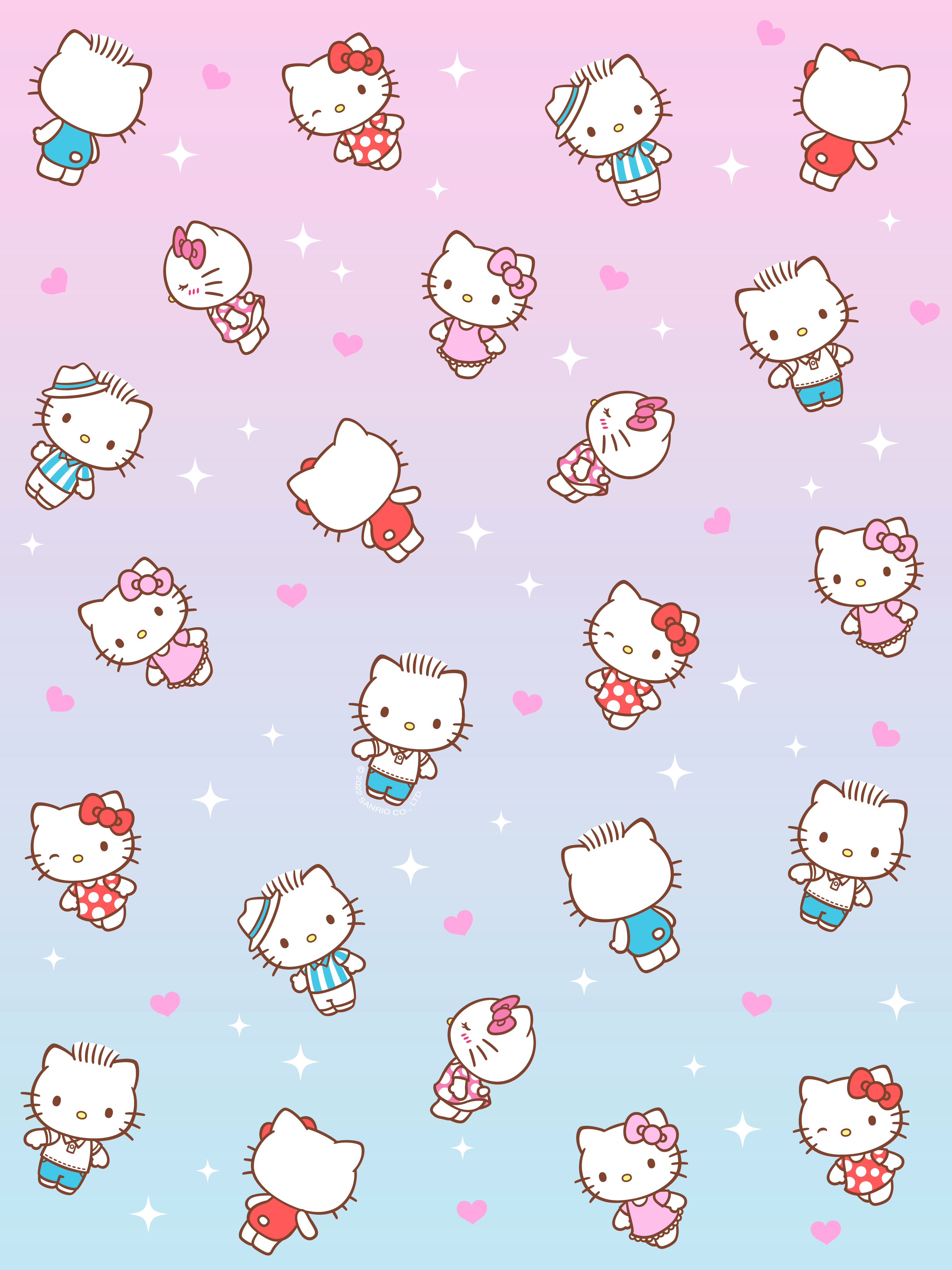 Wallpaper Hello Kitty on Pink Background Licensed by Sanrio 34878505893 |  eBay