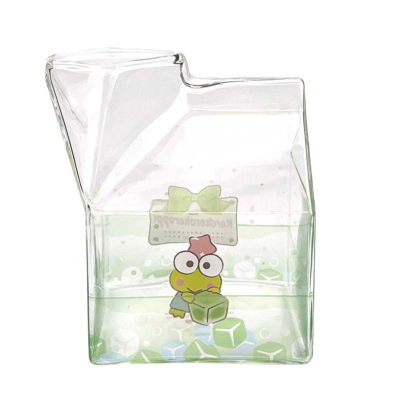 Kawaii Glass Milk Carton Cup Cute Strawberry Milk Cup Mini Creamer Pitcher  Container Microwavable 12 Oz, 1Pcs