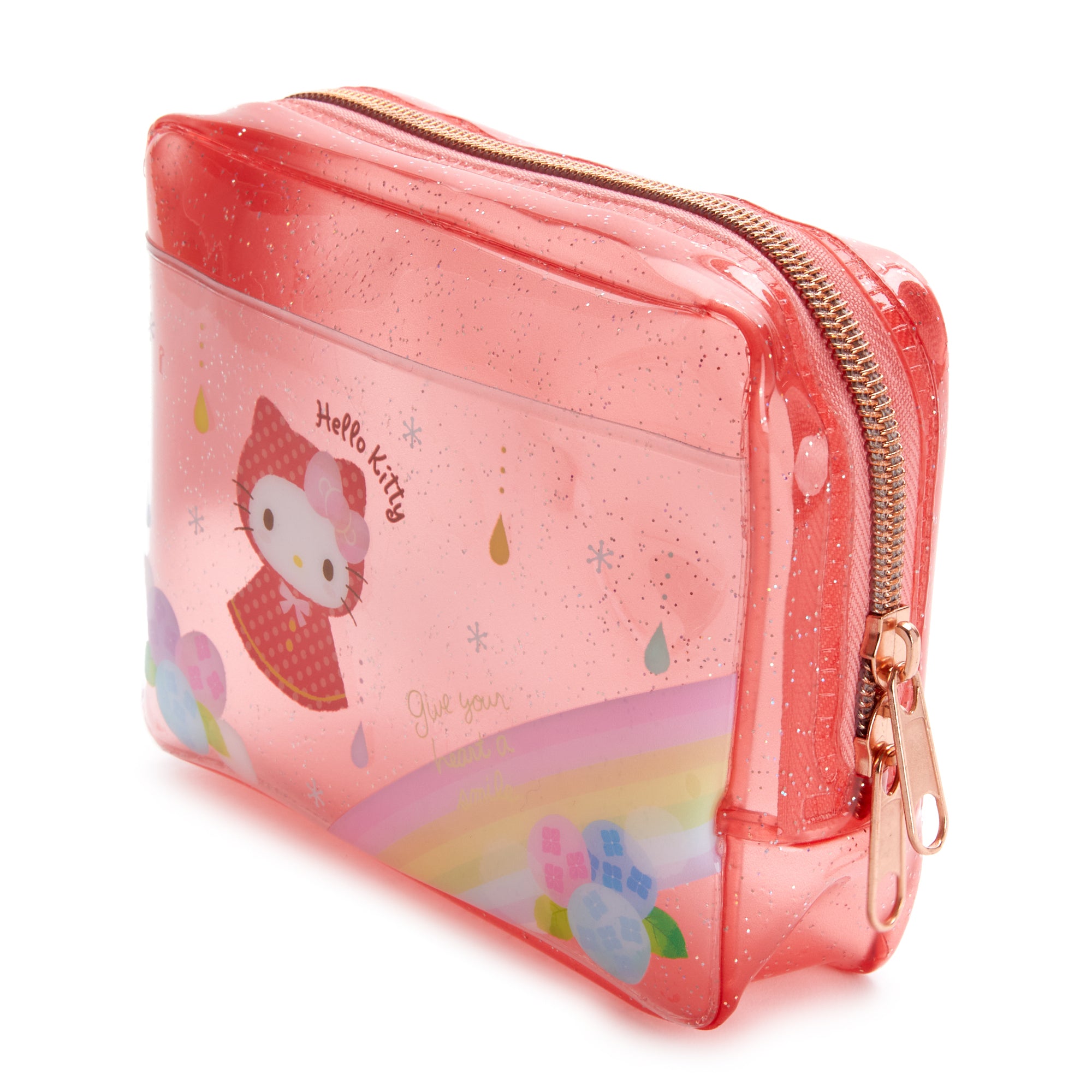 FRIEND Sanrio Cinnamoroll Flat Vinyl Glitter Pouch 20×10 cm Zipper Pen  Accessories Case Bag (Happy)