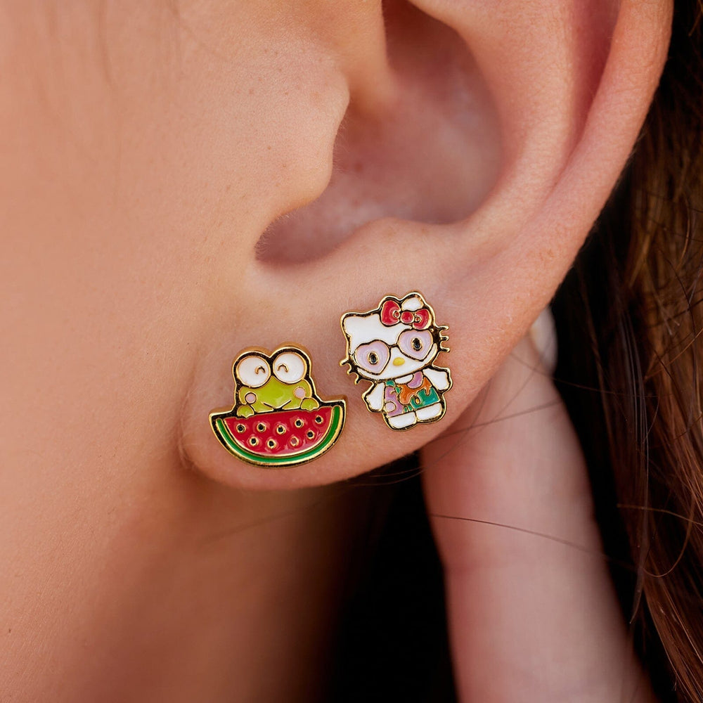 Vnsport Boucles d'oreilles Hello Kitty, plaqué or 14 carats 925