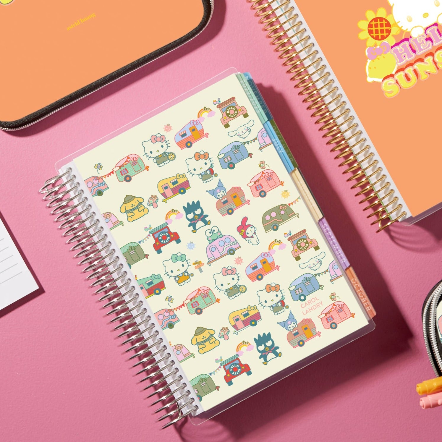 Sanrio notebook 2023 notebook system notebook weekly monthly 6-hole  synthetic leather Little Twin Stars kikilala ruler index sticker mount 4  zipper