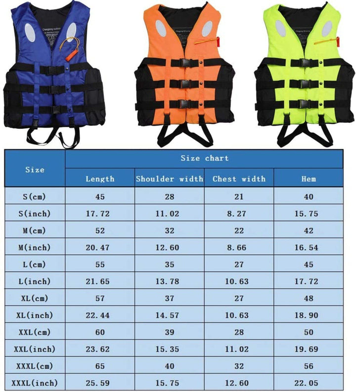 Size Chart For Life Jackets