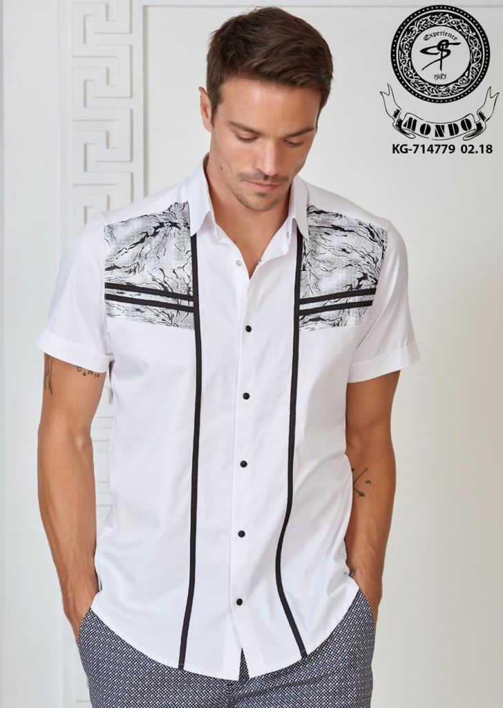 White & Black Shoulder Printed Short Sleeve Shirt – Angelino.co.za