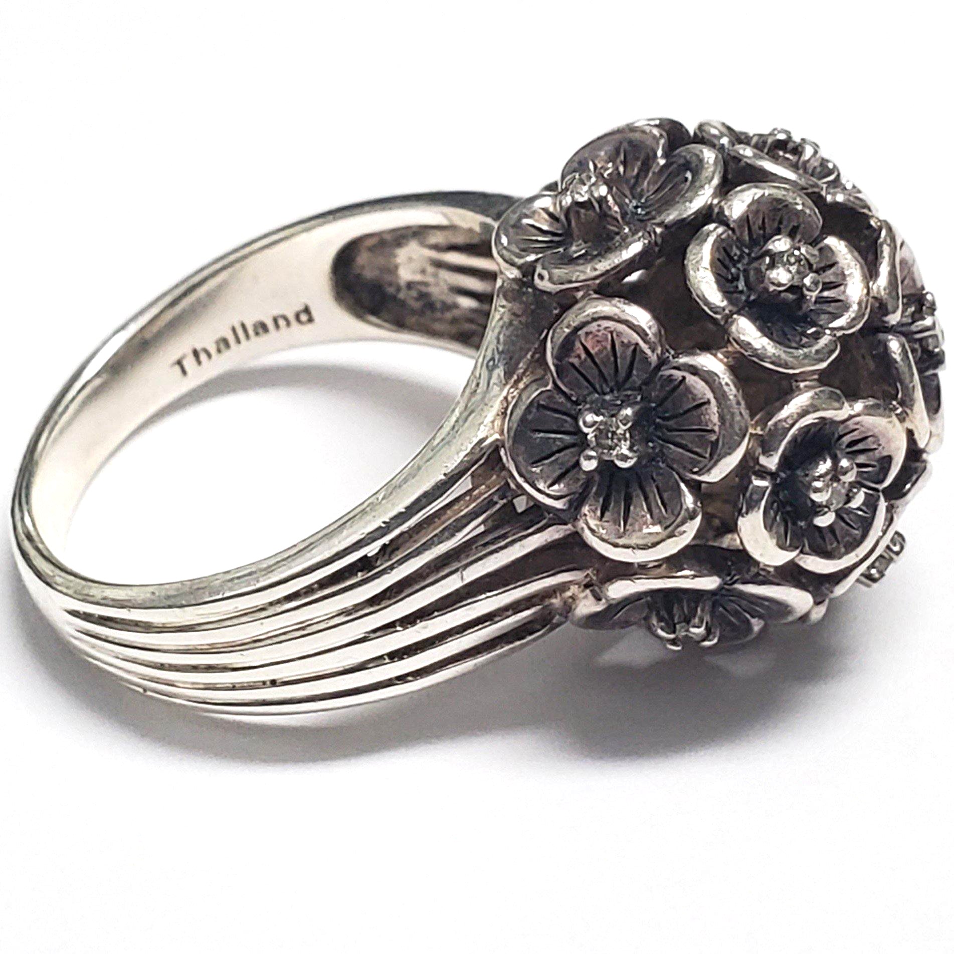 Stephen Dweck Floral Caroline .925 Sterling Silver Diamond Ring Size 9