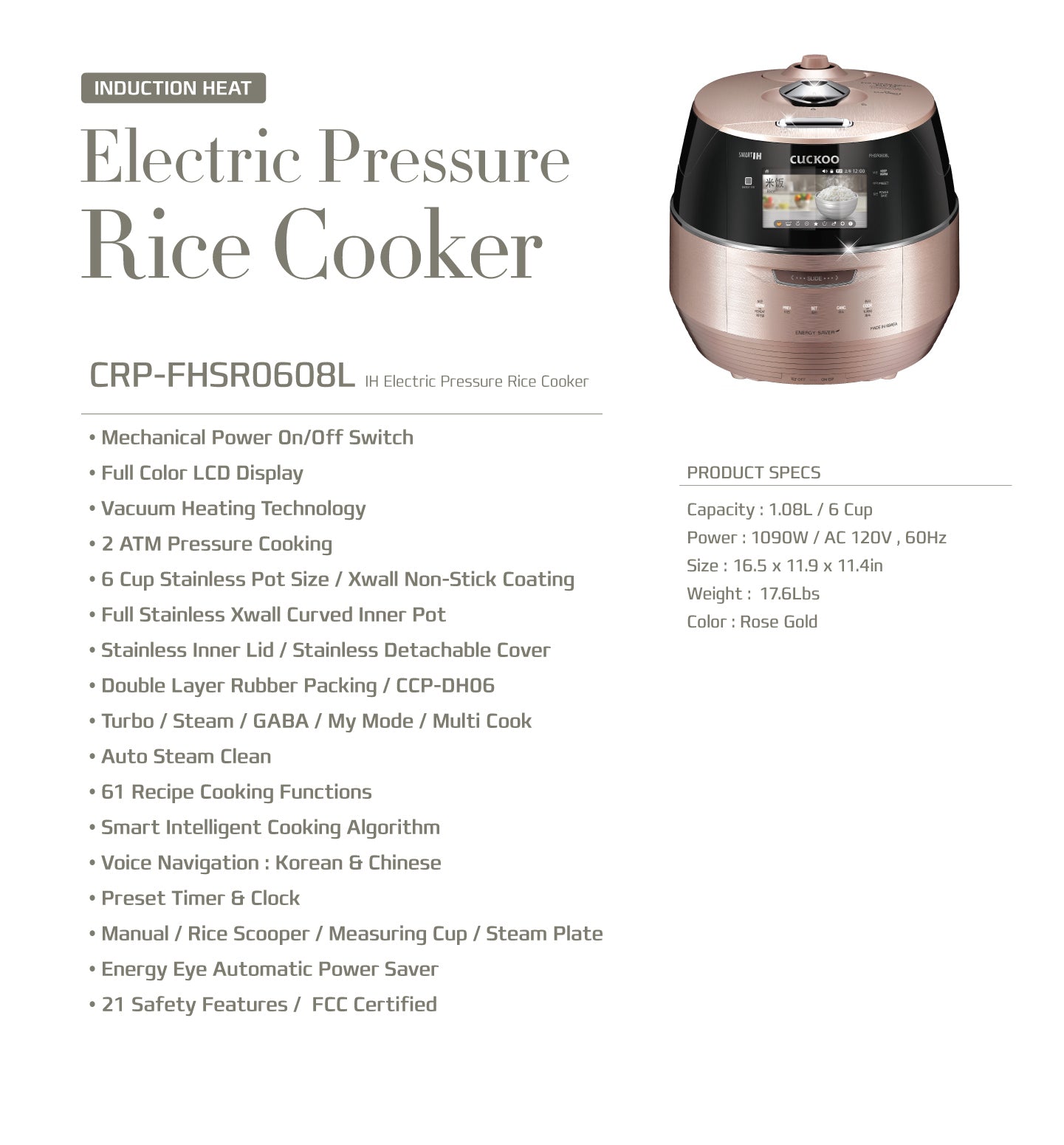 CUCKOO CRP-HPF0660SR Electric pressure Rice Cookers