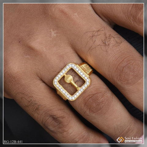 14K Yellow Gold Gun design and Cubic Zirconia Men's Gold Ring | eBay