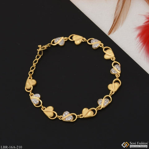Heart Shape With Diamond Lovely Design Gold Plated Bracelet For