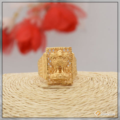 Buy quality 22Kt Gold Ashok Stambh Design ring for Men in Ahmedabad