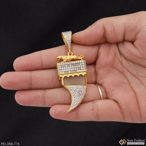 Lightning Bolt Symbol Diamond Pendant Necklace For Men - Gemistone
