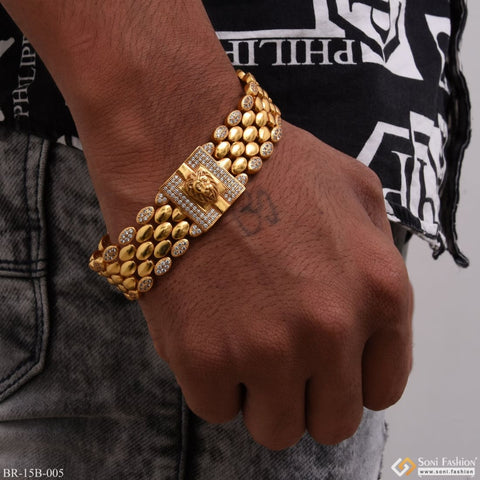 Apatico - Metallic Leo Lion Cuff Bracelet - Leather - Rose Gold Silver