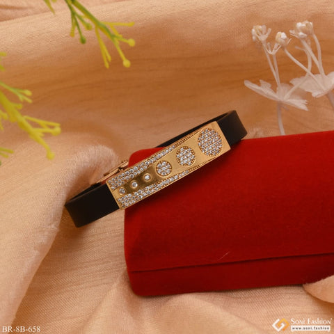 Very trending fancy black golden rubber bracelet for men - style a419 –  Soni Fashion®