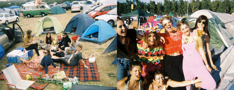 Girls at camp at a festival
