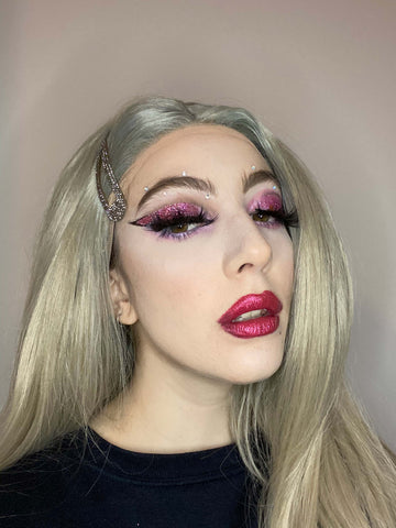 Blaze looking amazing in glitter lips and eyebrows