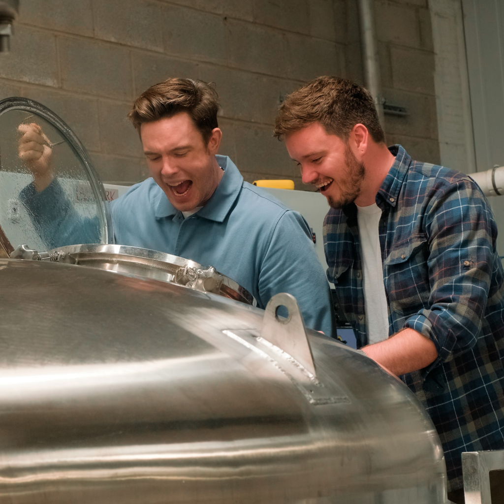 Comedian Ed Gamble from Off Menu, Taskmaster, Electric 2022, at the Vault City Brewery in Edinburgh for Canned Laughter charity beer with Campaign Against Living Miserably (CALM)