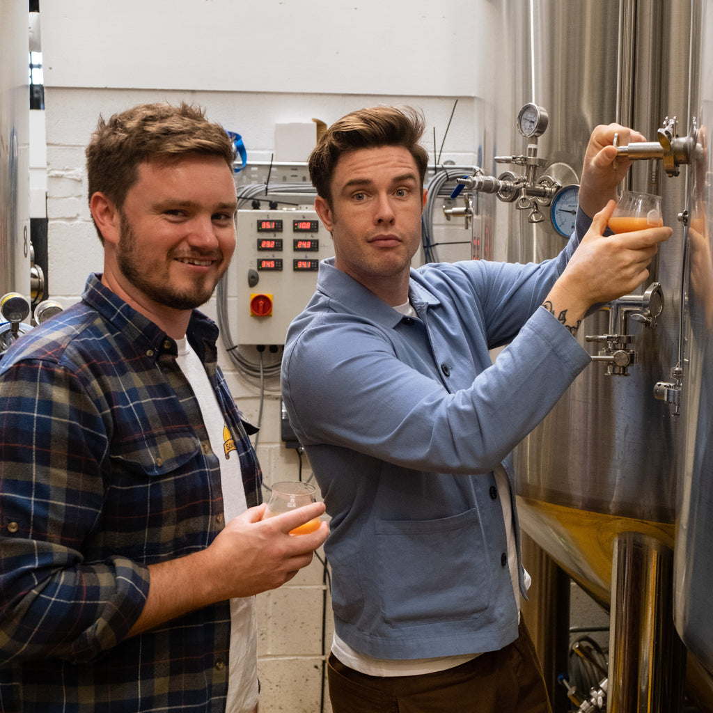 Comedian Ed Gamble from Off Menu, Taskmaster, Electric 2022, at the Vault City Brewery in Edinburgh for Canned Laughter charity beer with Campaign Against Living Miserably (CALM)