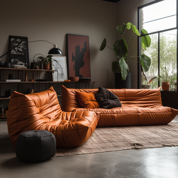 Togo Leather Chair And Ottoman Michel Ducaroy for Ligne Roset