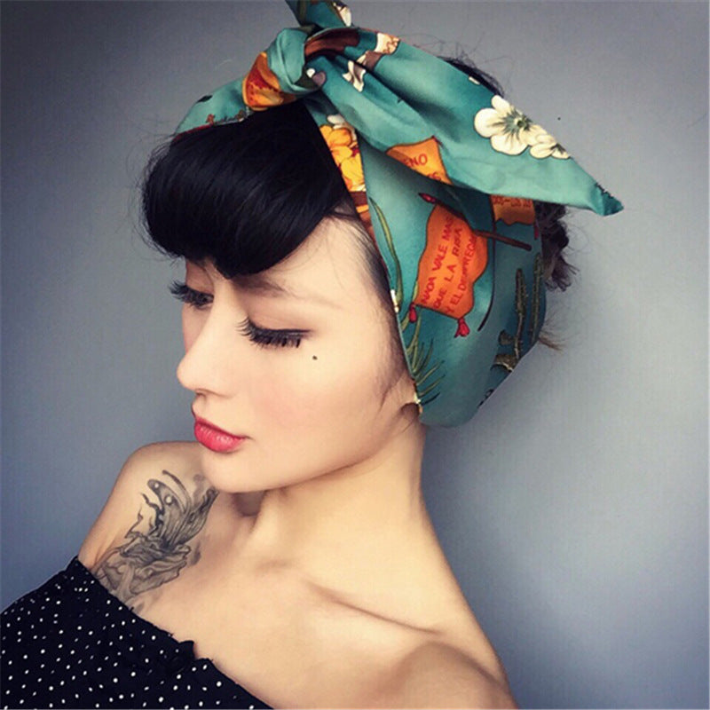 WIRE HEADBAND wired head scarf rockabilly hair band wrap vintage pin u –  Hot- Trend8