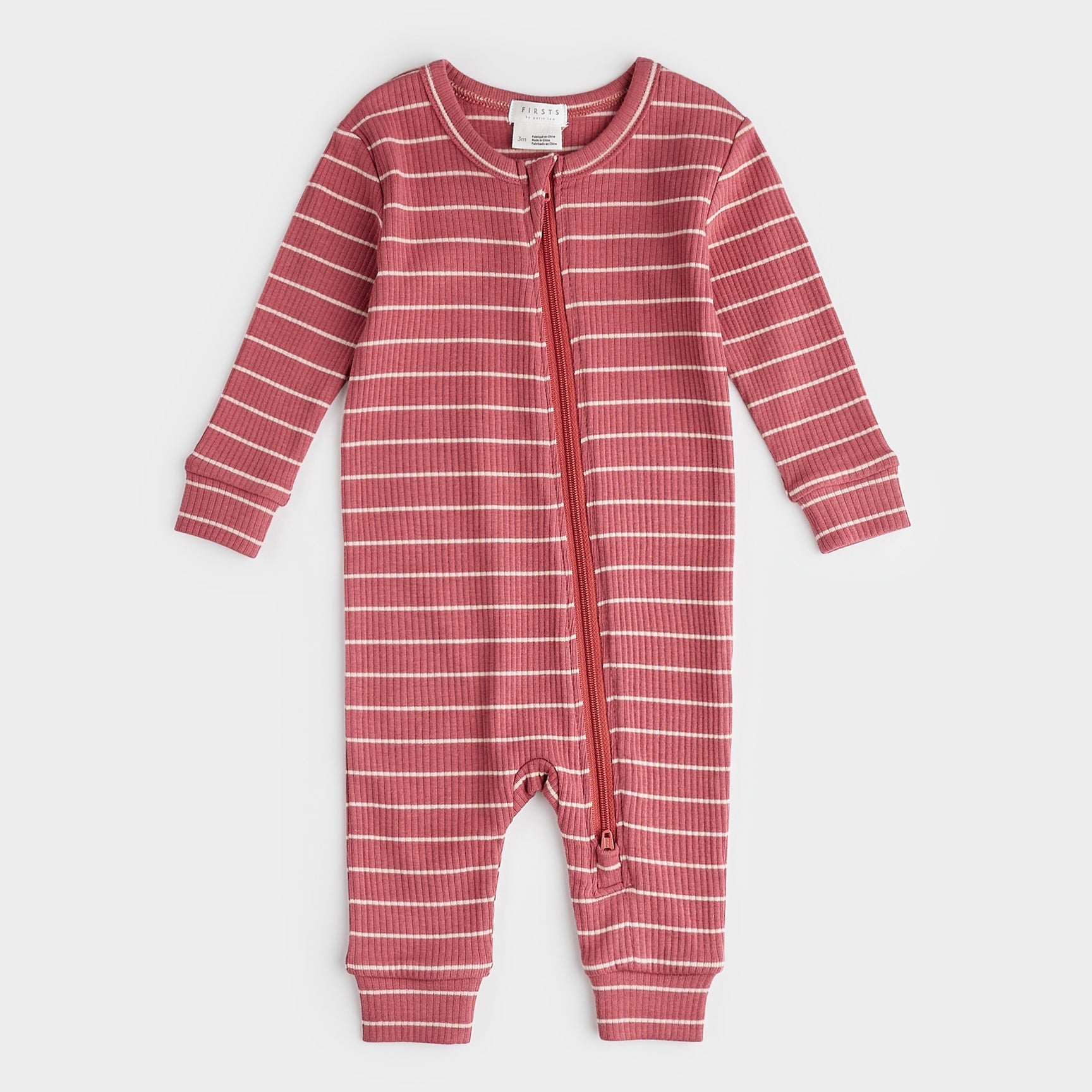 Striped Modal Rib Sleeper - Raspberry