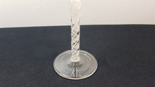 Load image into Gallery viewer, Vintage Wine or Cordial Glass with Twisted White Lattice Stem  Blown Glass Antique
