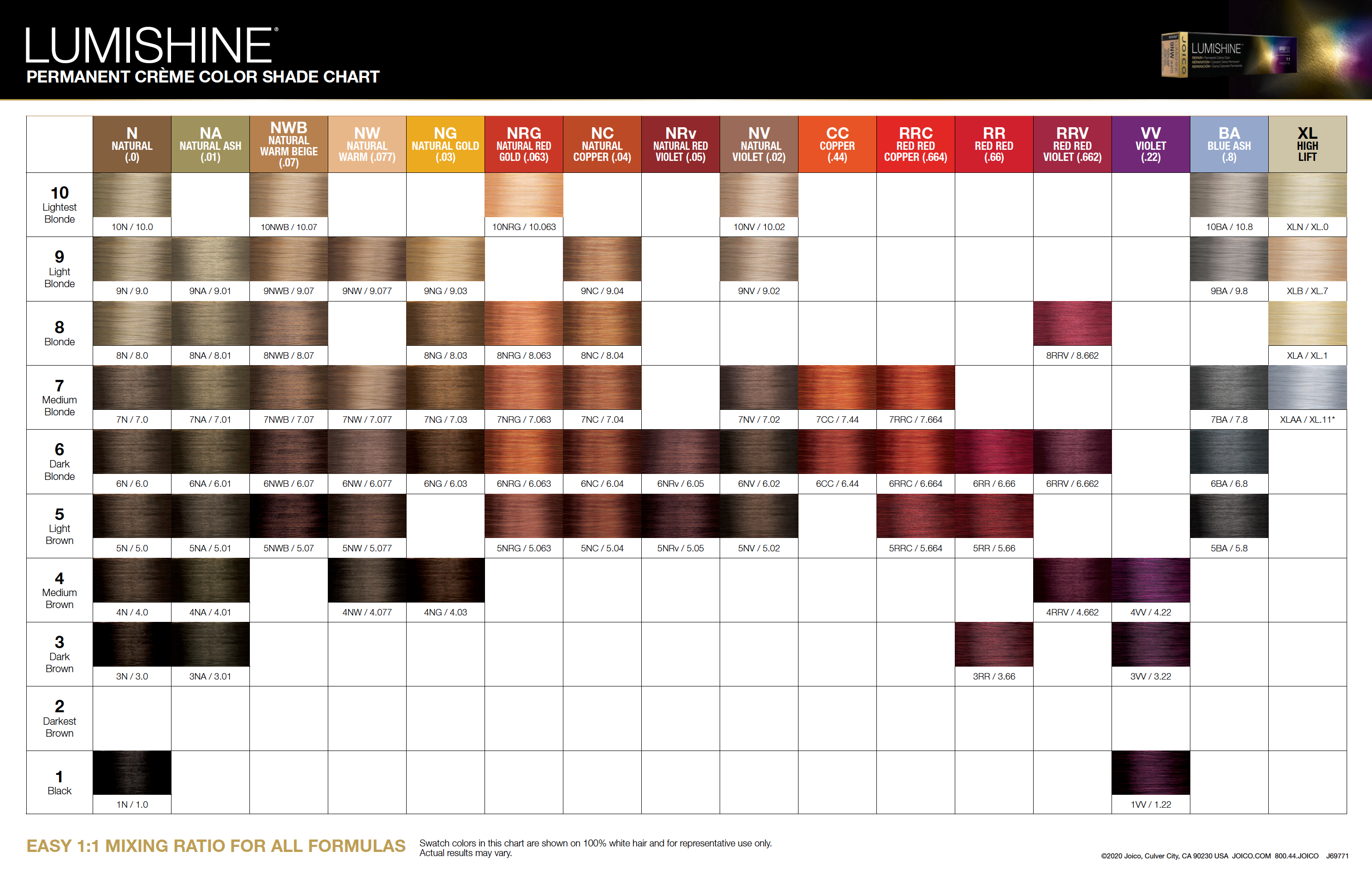 Joico Lumishine Color Swatch Joico Color | Eastern Supply